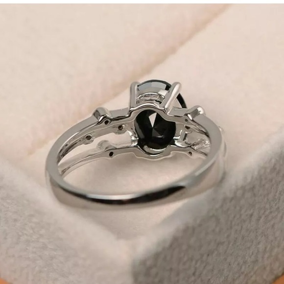Gorgeous 925 Silver Ring Jewelry Black Sapphire - Picture 3 of 5